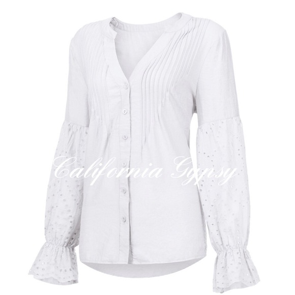 Boho Chic Eyelet Blouse - Picture 3 of 14